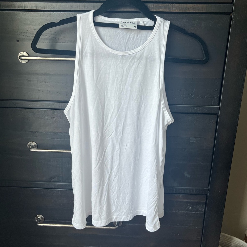 Frank and Oak White Crewneck Super Soft Fluid Flow Tank Top
